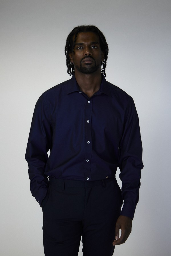 Camisa lisa cuello italiano