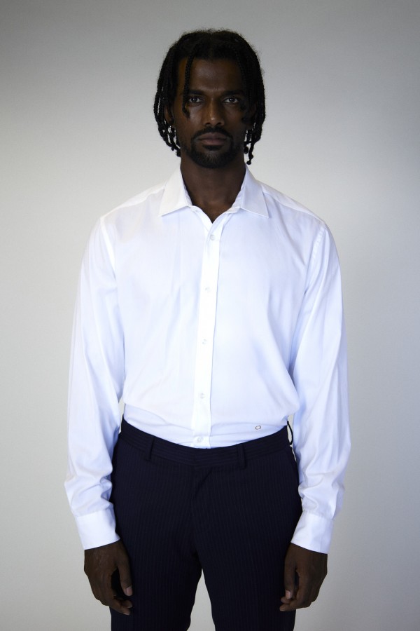 Camisa twill cuello italiano