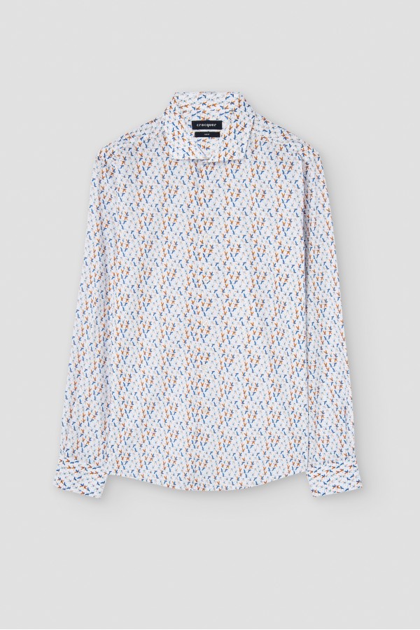 Spread collar printed shirt